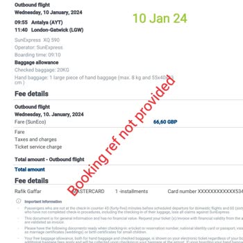 SunExpress Airlines Did Not Provide Wheelchair Assistance/ Booking Reference