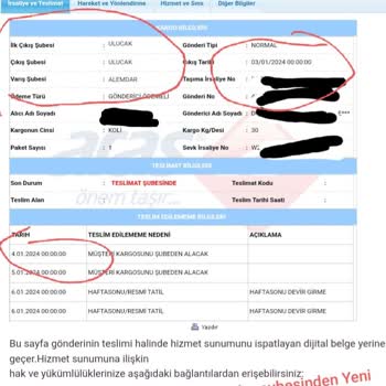 Aras Kargo Alemdar Şubesi Kargo Teslim Etmiyor