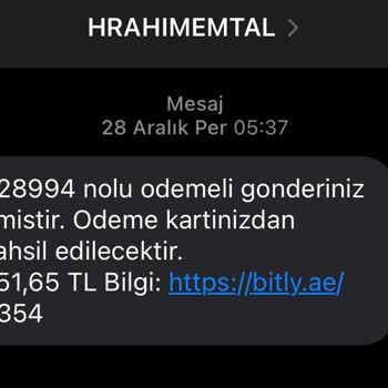Hrahımemtal (SMS) Gelen Sahte SMS