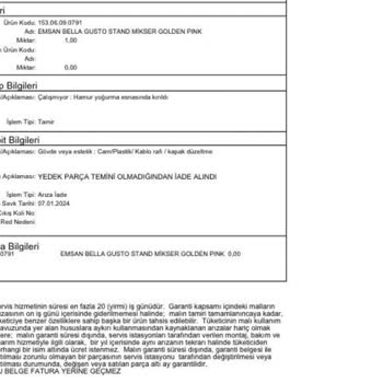 Emsan Ürünün Arkasında Durmaması.