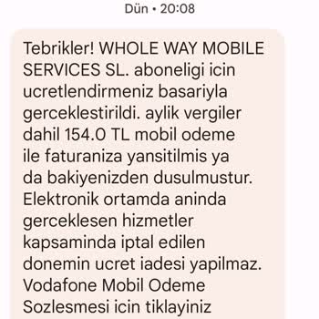 Zaplium Whole Way Mobile Services Sl Den Kontrol Dışı Yapılan Abonelik