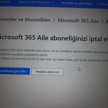 Microsoft 365 Aboneliğimin İadesi Gelmedi