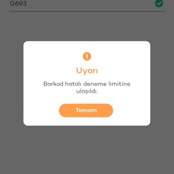 Tosla Barkod Hatalı Deneme Limiti