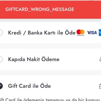 Boyner Gift Card Wrong Message