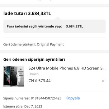 Aliexpress Geri İade Yapılmadı