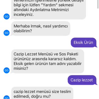 Getir-Popeyes Eksik Ürün Şikayeti