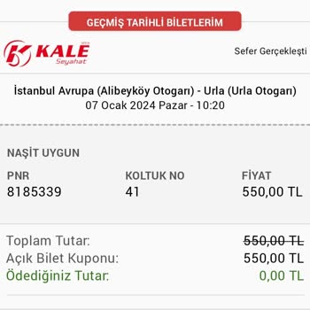Obilet - Kale Seyahat Otobüsü Bilette Yazan Otogara Girmedi.