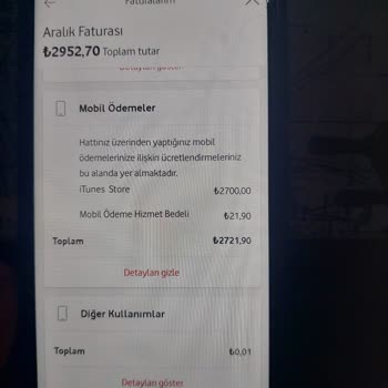 Vodafone İtunes Adı Altından Hesabımdan Para Çekmiş