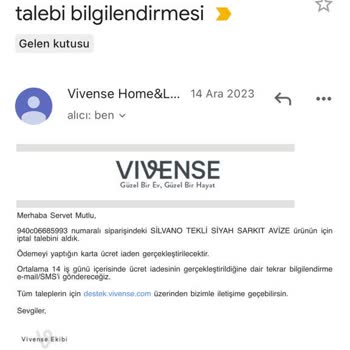 Vivense Gönderilmeyen Ürünün Para İadesi