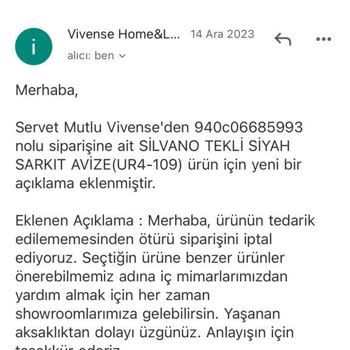 Vivense Gönderilmeyen Ürünün Para İadesi