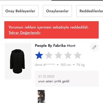 Boyner, People By Fabrika Ayıplı Ürün İade Sorunu
