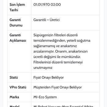 Mı Robot Vacuum-mop Essential White Mı Eco System Ouno Servis