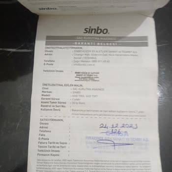 Sinbo Marka Saç Kurutma Makinesi Arızası Ve Müşteri Hizmetleri Şikayeti