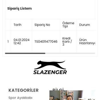 Slazenger Siparişim Kargoya Verilmiyor
