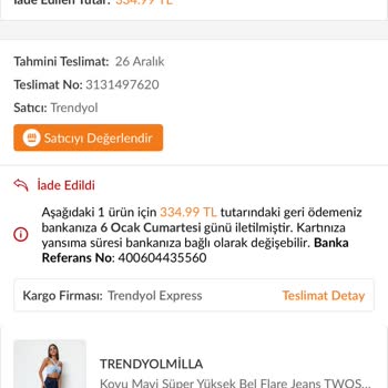 Trendyolmilla Ürünü Geri Göndermeme