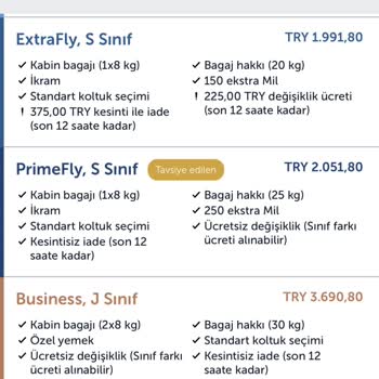 THY Bilet Yükseltme İşlemlerinde Yüksek Fiyat Talebi