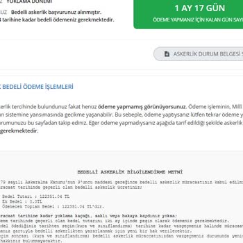 Milli Savunma Bakanlığı Bedelli Askerlik Ödemesinde Sistem Hatası!
