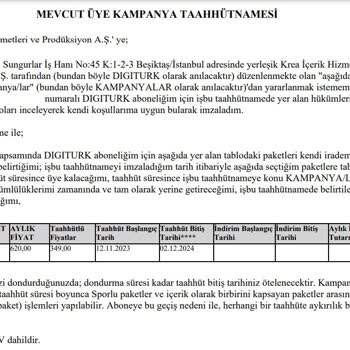 Digiturk İnternet Fatura Sorunu