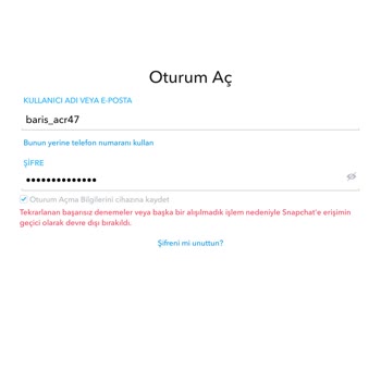 Kendi Snapchat Hesabıma Giriş Yapamıyorum