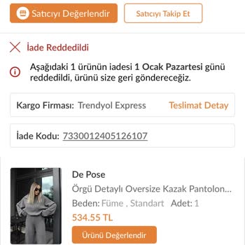 Trendyol İade Ürün Sorunu