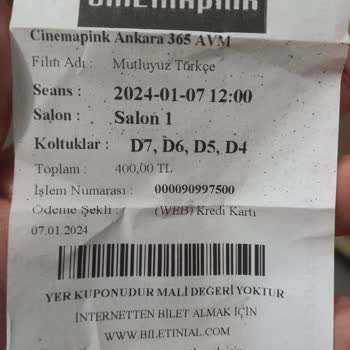 Cinema Pink 365 AVM Salon 1 Görüntü Kalitesi Çok Kötü