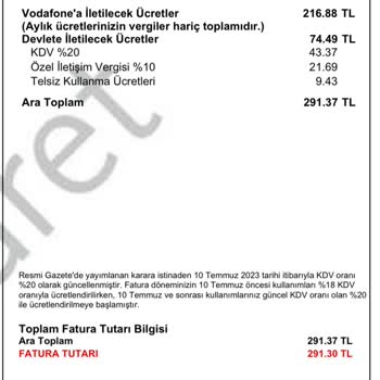 Vodafone Kafasına Göre Ücret Kesiyor.