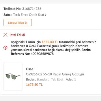 Tarık Emre Optik Saat Fiyat Değişikliği Ve İptal Sorunu