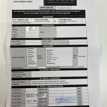 Lenovo Bilgisayar Lenovo İdea Pad 3 Hüsran Etti