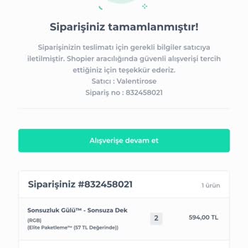 Shopier Üzerinden Valentirose Sipariş Ettim
