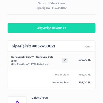 Shopier Üzerinden Valentirose Sipariş Ettim