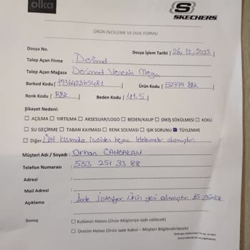 Derimod Viaport Venezia Skechers Adına İade Talebi Reddediyor!