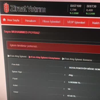 Ziraat Yatırım İşlem Limiti Hatası