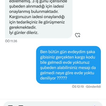 Sürat Kargo Bilgi Vermeden Kargomu Geri Gönderdi