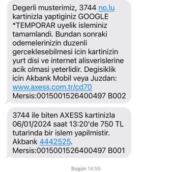 Google Temporar Çekilen Ücretin İadesini Talep Ediyorum