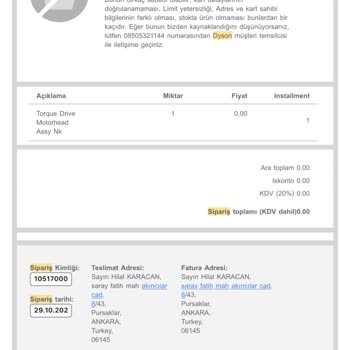 Dyson Yedek Parça Sorunu