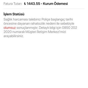 Türkiye Sigorta Tamamlayıcı Sağlık Sigortasında Ücret Talebi