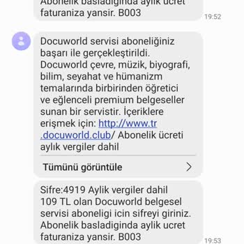 Vodafone Docuworld İptalini İstiyorum