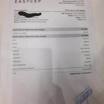 EasyCep Cihaz Ücretlerini Yatırmıyor