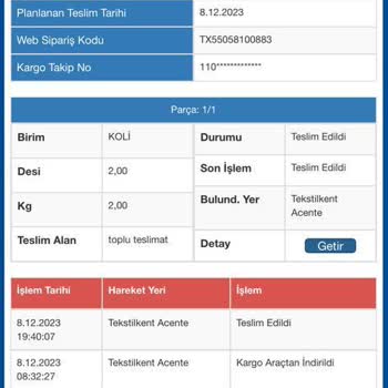 Sürat Kargo Tekstilkent Şube Kayıp Kargom