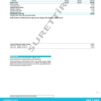 Türk Telekom Evde İnternet Fatura İtiraz...