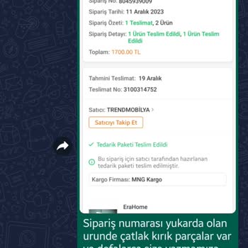 Trendyol'dan Aldığım Şifonyer Kırık Ve Tedariğini Sağlamıyorlar.