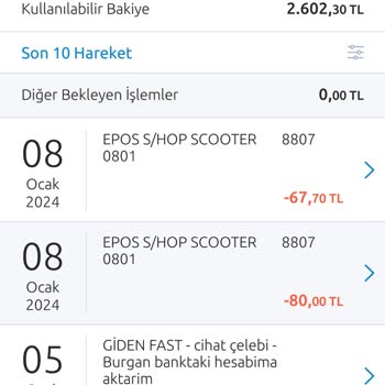 Hop Scooter Fazla Alınan Ücret.