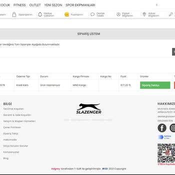Slazenger Siparişim Kargoya Verilmedi Ve Telefona Bakılmıyor Oyalıyorlar