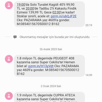 Pazarama Mesaj Engelleme Yapamıyorum