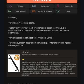 Trendyol Üzerinden Satın Alınan Çekmece Kollarında Yaşanan Sorunlar