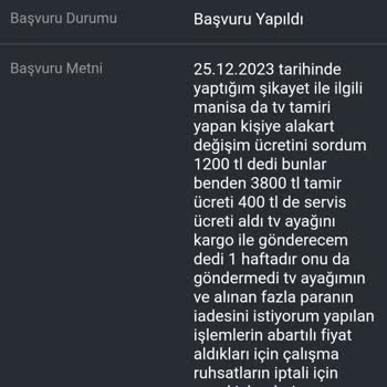 Ticaret Bakanlığı Televizyon Tamiri Ve Teslimat Sürecinde Yaşanan Sorunlar