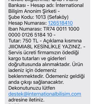 İnternational Bilişim Servis Şikayeti