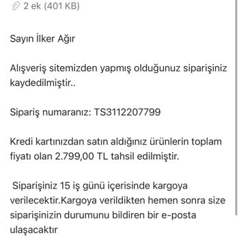 Schafer Siparişim Bilgim Dışında İptal Edildi!