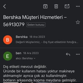 Bershka Bot Kalitesizliği / Müşteri Hizmetleri İlgisizliği