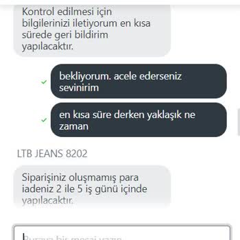 LTB'den Ürün Sipariş Ettim. Parayı Çektiler Sipariş Oluşturmadılar